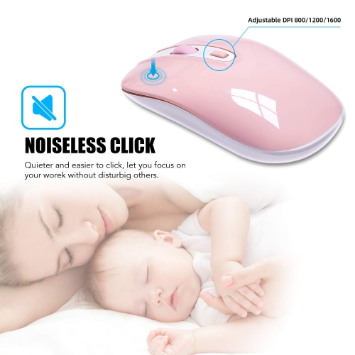 Wireless Computer Mouse, Cimetech Cordless Mouse for Laptop Ergonomic Optical with Nano Receiver USB Mouse for Laptop, Deskb