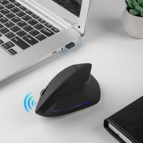 Souris verticale ergonomique rechargeable pour droitier | Sans fil Bluetooth 5,1 et 2,4 G | Chargement rapide USB-C | Niveaux 3&nbsp;ppp