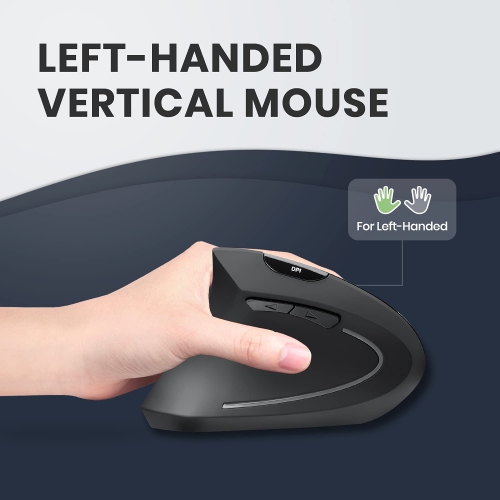 Perixx PERIMICE-713L Left Handed Ergonomic Wireless Vertical Mouse - 800/1200/1600 DPI - Recommended with RSI User