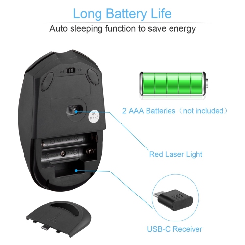 Type C Wireless Mouse, 2.4GHz USB-C Wireless Mice for Laptop and More USB-C Devices
