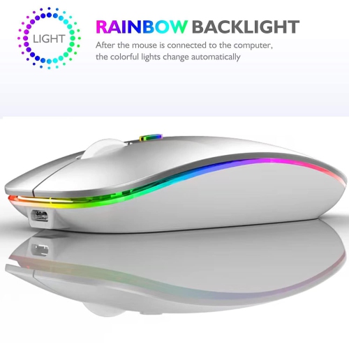 Bluetooth Mouse,Wireless Mouse Dual Mode(Bluetooth 5.0 and 2.4G Wireless) Rechargeable Led Bluetooth Mouse with 3 Adjustable