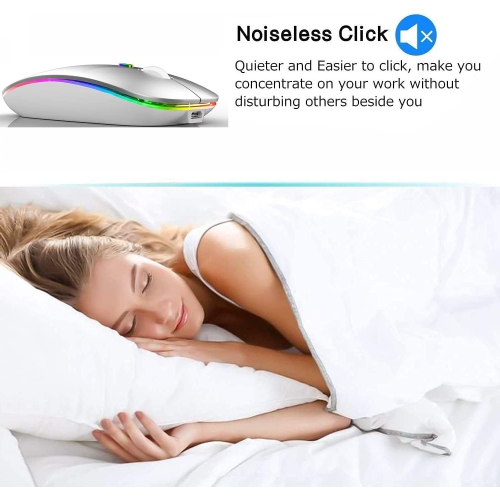 Bluetooth Mouse,Wireless Mouse Dual Mode(Bluetooth 5.0 and 2.4G Wireless) Rechargeable Led Bluetooth Mouse with 3 Adjustable