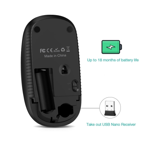 Wireless Mouse, Vssoplor 2.4G Slim Portable Computer Mice with Nano Receiver for Notebook, PC, Laptop, Computer