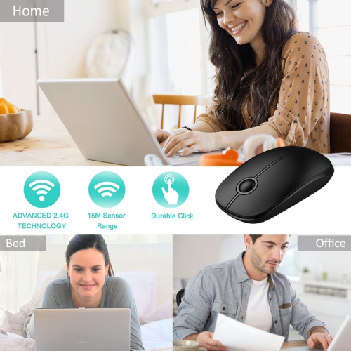Wireless Mouse, Vssoplor 2.4G Slim Portable Computer Mice with Nano Receiver for Notebook, PC, Laptop, Computer