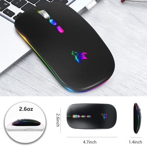 LED Wireless Mouse, Slim Rechargeable Silent Bluetooth Mouse, Portable USB Optical 2.4G Wireless Bluetooth Two Mode Computer