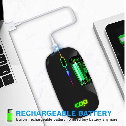 Bluetooth Wireless Mouse, Slim Dual Mode(Bluetooth 4.0 and 2.4G Wireless) Rechargeable Wireless Mouse with 3 Adjustable DPI