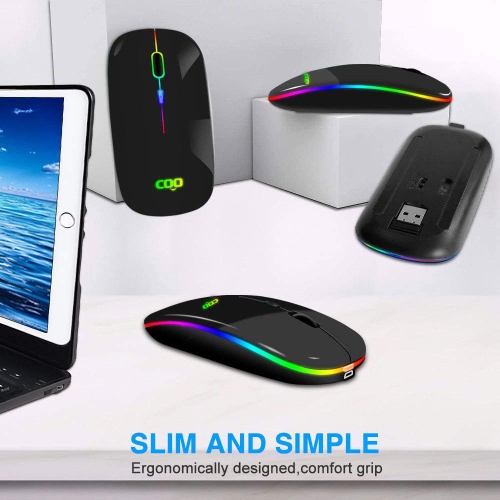 Bluetooth Wireless Mouse, Slim Dual Mode(Bluetooth 4.0 and 2.4G Wireless) Rechargeable Wireless Mouse with 3 Adjustable DPI