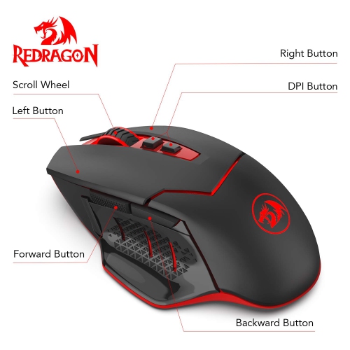 Redragon M690-1 2400 DPI Optical 2.4G Wireless Gaming Mouse, 5 Adjustable DPI Levels Portable Gaming & Office Mice with 8 Bu
