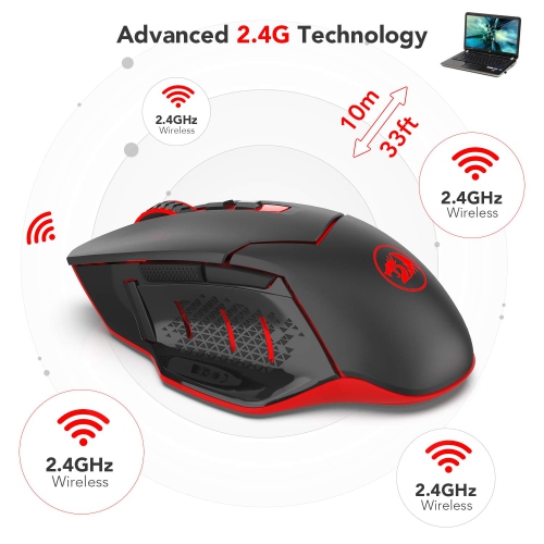 Redragon M690-1 2400 DPI Optical 2.4G Wireless Gaming Mouse, 5 Adjustable DPI Levels Portable Gaming & Office Mice with 8 Bu