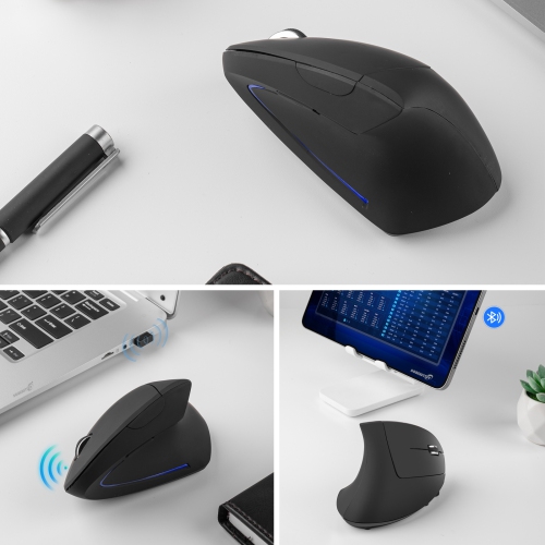 Souris ergonomique sans fil Bluetooth 5,1 pour droitier et souris optique verticale 2,4&nbsp;GHz avec récepteur USB, recharge rapide 800/1200/1600-C