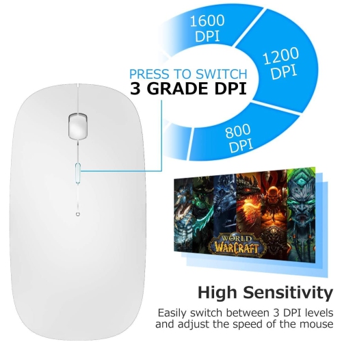 Bluetooth Mouse Wireless Mouse for MacBook Pro MacBook air, Rechargeable Bluetooth Mouse for iPad iPad pro Laptop PC Computer White