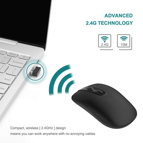Rechargeable Wireless Mouse for Laptop, Cimetech 2.4G Computer Mouse Cordless Optical Mice, Slim Quiet Wireless Mouse with U