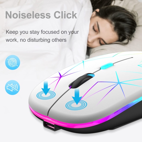 Wireless Mouse,Slim Rechargeable Bluetooth Mouse,Led Dual Mode(Bluetooth 5.1+2.4G) Silent Mouse with USB Receiver and Type C