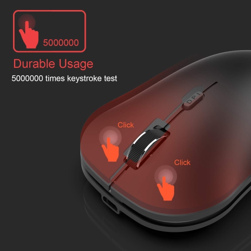 Arteck 2.4G Wireless Mouse with Nano USB Receiver Ergonomic Design Silent Clicking for Computer / Desktop / PC / Laptop and