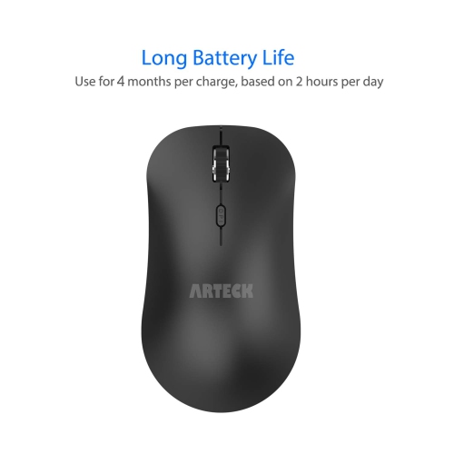 Arteck 2.4G Wireless Mouse with Nano USB Receiver Ergonomic Design Silent Clicking for Computer / Desktop / PC / Laptop and