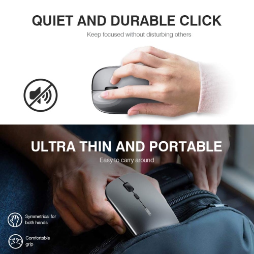 Souris sans fil silencieuse d’INPHIC, mise à niveau : Niveau de batterie visible , Souris d’ordinateur sans fil rechargeable ultramince 2,4 GHz 1
