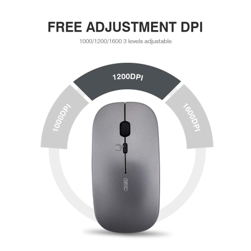 Souris sans fil silencieuse d’INPHIC, mise à niveau : Niveau de batterie visible , Souris d’ordinateur sans fil rechargeable ultramince 2,4 GHz 1