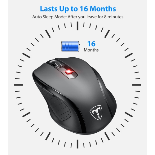 Wireless Mouse, 2.4GHz Computer Mouse with USB, 5-Level DPI Mouse for Laptop, Ergonomic Mouse up to 16 Months Battery Life (