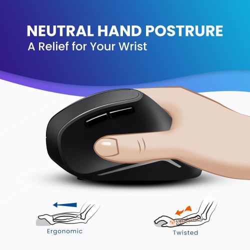 Wireless ADVANCED Ergonomic Vertical Mouse - 2.4 G - 1600 dpi - Right handed - Natural Ergonomic Vertical Design for Windows 7, 8, and 10