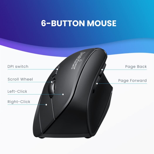 Wireless ADVANCED Ergonomic Vertical Mouse - 2.4 G - 1600 dpi - Right handed - Natural Ergonomic Vertical Design for Windows 7, 8, and 10
