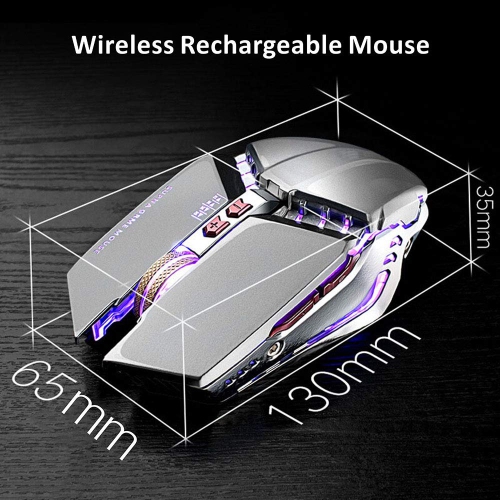 TENMOS T12 Wireless Gaming Mouse Rechargeable, 2.4G Silent Optical Wireless Computer Mice with Changeable LED Light Compatib