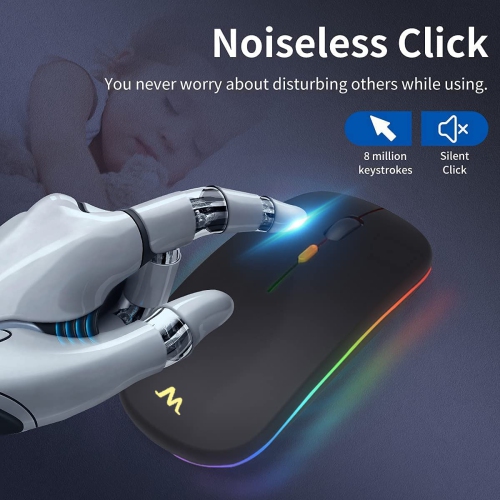 LED Rechargeable Wireless Mouse, 2.4G Slim Wireless Silent Computer Mouse with USB and Type C Receiver Compatible with Noteb