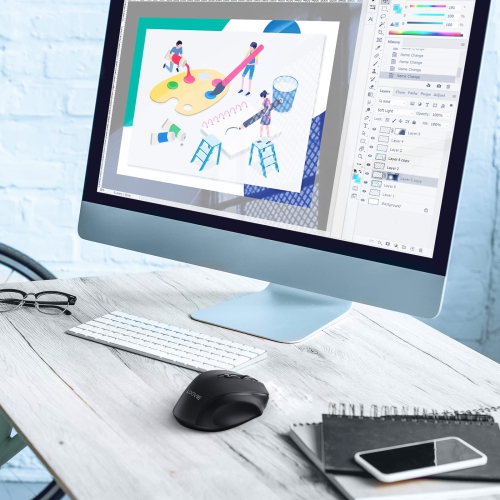 LODVIE Wireless Mouse for Laptop,2400 DPI Wireless Computer Mouse with 6 Buttons,2.4G Ergonomic USB Cordless Mouse,15 Months