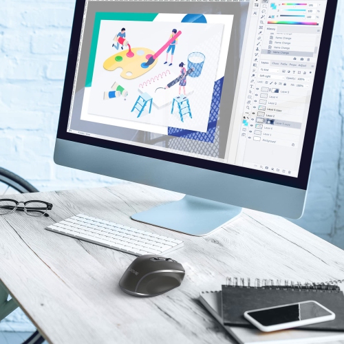 LODVIE Wireless Mouse for Laptop , 2400 DPI Wireless Computer Mouse with 6 Buttons, 2.4G Ergonomic USB Cordless Mouse, 15 Mo