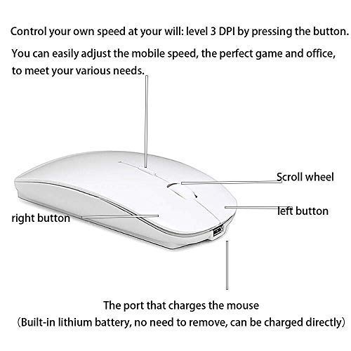 Rechargeable Bluetooth Mouse for MacBook Pro Wireless Bluetooth Mouse for Mac Laptop MacBook Air Windows Notebook MacBook (W