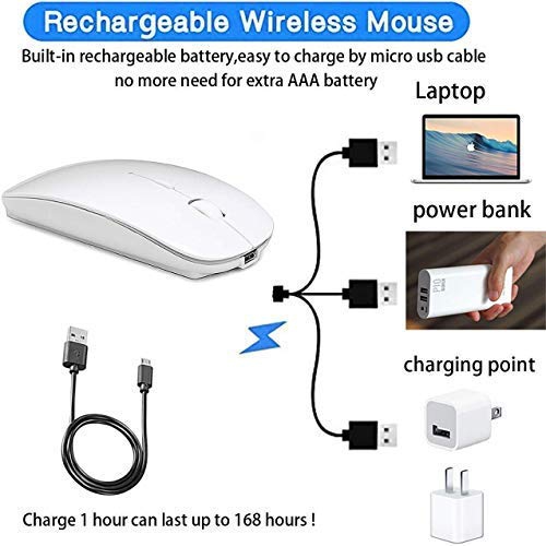 Rechargeable Bluetooth Mouse for MacBook Pro Wireless Bluetooth Mouse for Mac Laptop MacBook Air Windows Notebook MacBook (W
