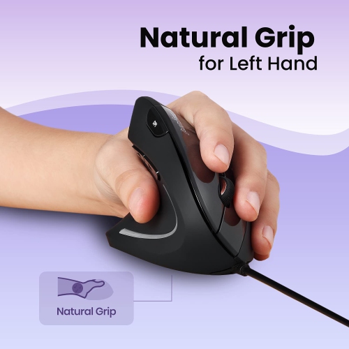 Perixx PERIMICE-513L Left Handed Ergonomic Vertical Mouse - 1000/1600 DPI - Recommended with RSI User
