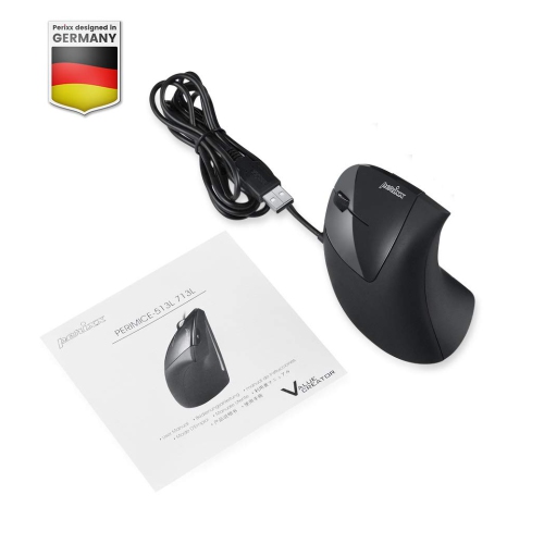 Perixx PERIMICE-513L Left Handed Ergonomic Vertical Mouse - 1000/1600 DPI - Recommended with RSI User