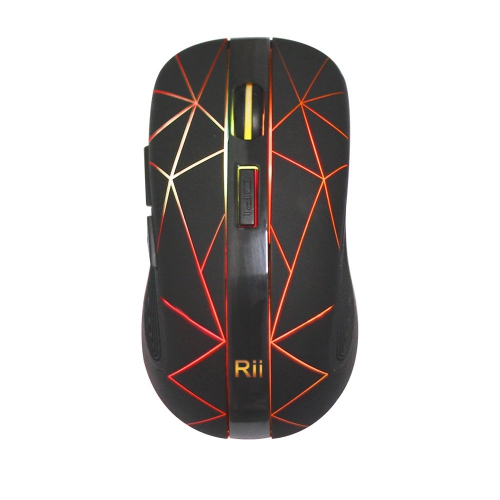 Rii Wireless Mouse RM200, RGB LED Lights Rechargeable Optical Mouse,Computer Mice,3 Adjustable DPI Mice,6 Buttons with USB N