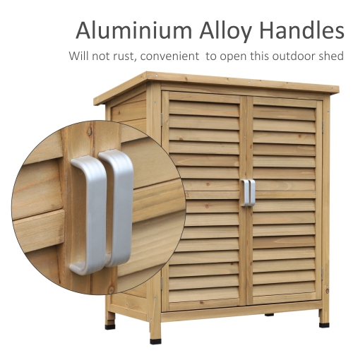 Armoire de rangement extérieure Outsunny Garden Shed avec 2 portes, armoire de rangement en bois massif pour garage, meuble de jardin, 34 3,3 x 18 x