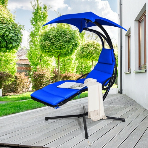 Hanging Chaise Lounger with Stand and Pillow for Outdoor