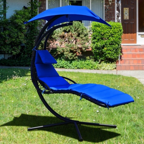 Hanging Chaise Lounger with Stand and Pillow for Outdoor