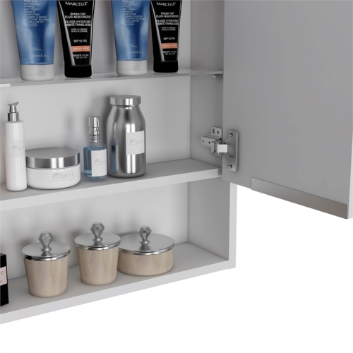 TUHOME Jaspe 24" Mirror Medicine Cabinet With Shelf In White