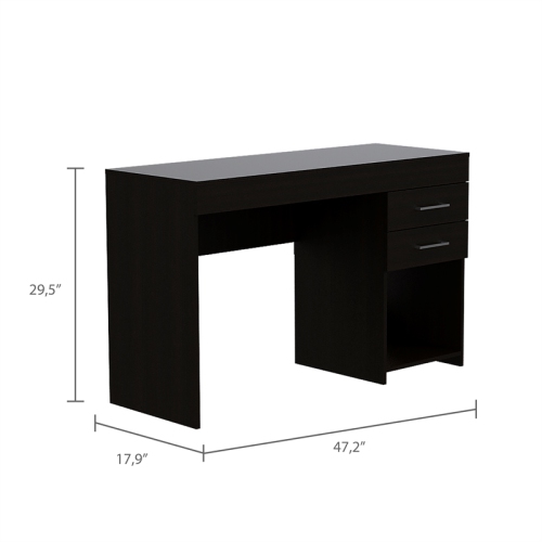 TUHOME Ibare Two Drawer Computer Desk Engineered Wood Desks in Black