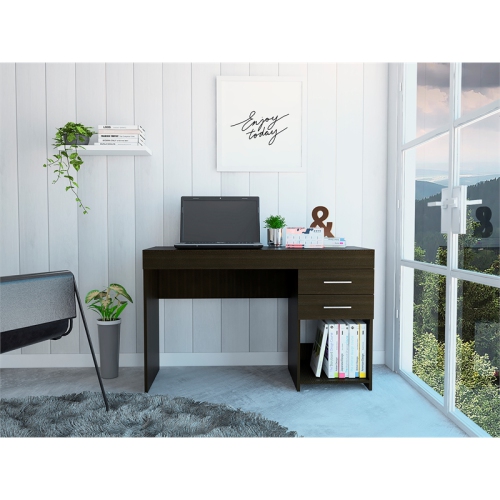 TUHOME Ibare Two Drawer Computer Desk Engineered Wood Desks in Black