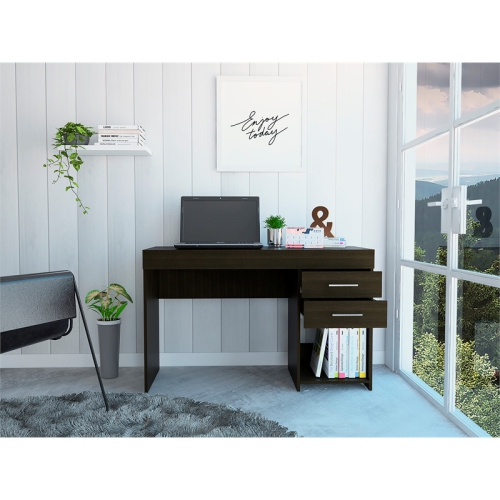 TUHOME Ibare Two Drawer Computer Desk Engineered Wood Desks in Black