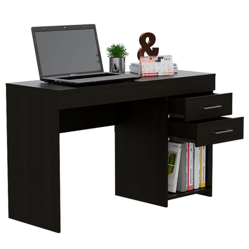TUHOME Ibare Two Drawer Computer Desk Engineered Wood Desks in Black
