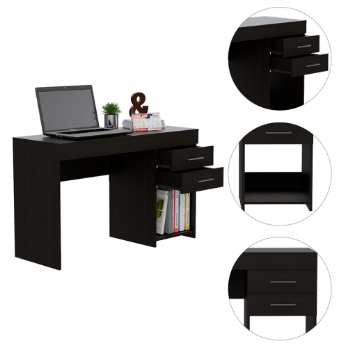 TUHOME Ibare Two Drawer Computer Desk Engineered Wood Desks in Black
