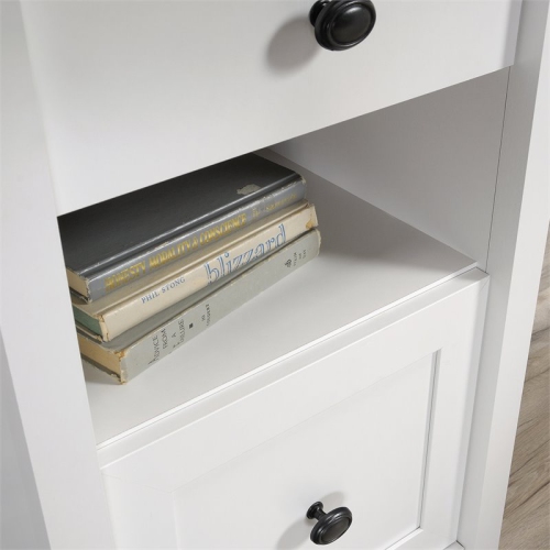 Pemberly Row Wooden L Shaped Computer Desk in Soft White