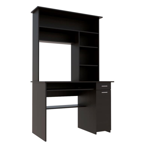 TUHOME Compu 180 Hutch Desk Engineered Wood Desks in Black