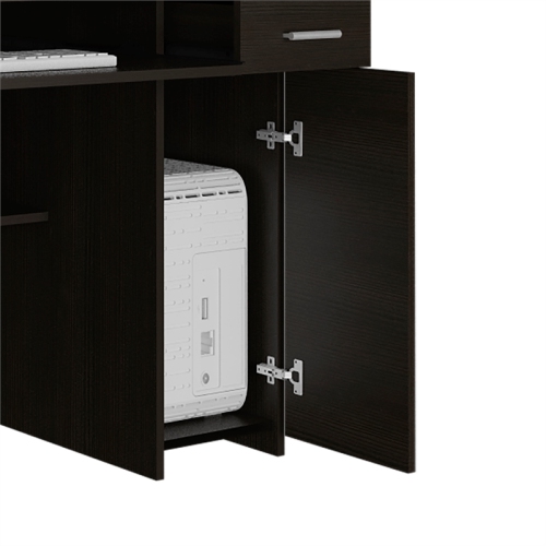 TUHOME Compu 180 Hutch Desk Engineered Wood Desks in Black