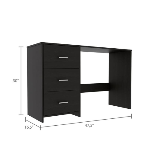 TUHOME Classic Computer Desk With Three Drawers In Black