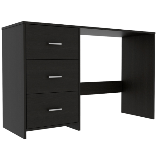 TUHOME Classic Computer Desk With Three Drawers In Black
