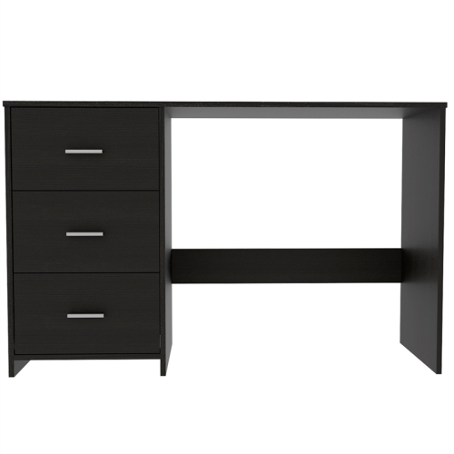 TUHOME Classic Computer Desk With Three Drawers In Black