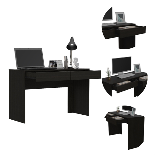 TUHOME Acre Computer Desk Two Drawers Engineered Wood Desks in Black