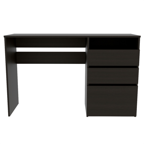 TUHOME Dublin Three Drawer Computer Desk Engineered Wood Desks in Black
